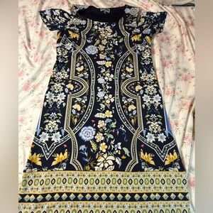 JM‎ Collection Floral Print Dress - Navy, Yellow, White